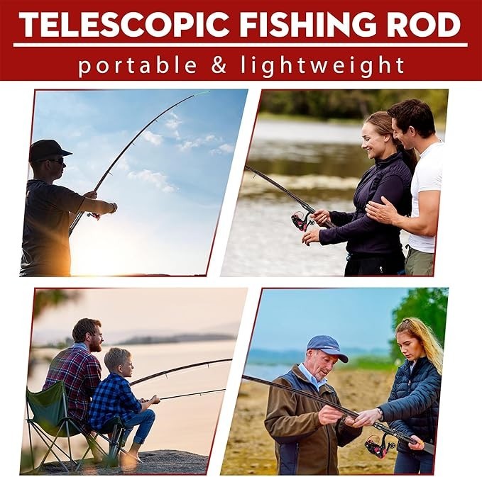 Caña De Pescar Telescópica Con Carrete Y Línea Para Pescadores, Combos De Pesca.