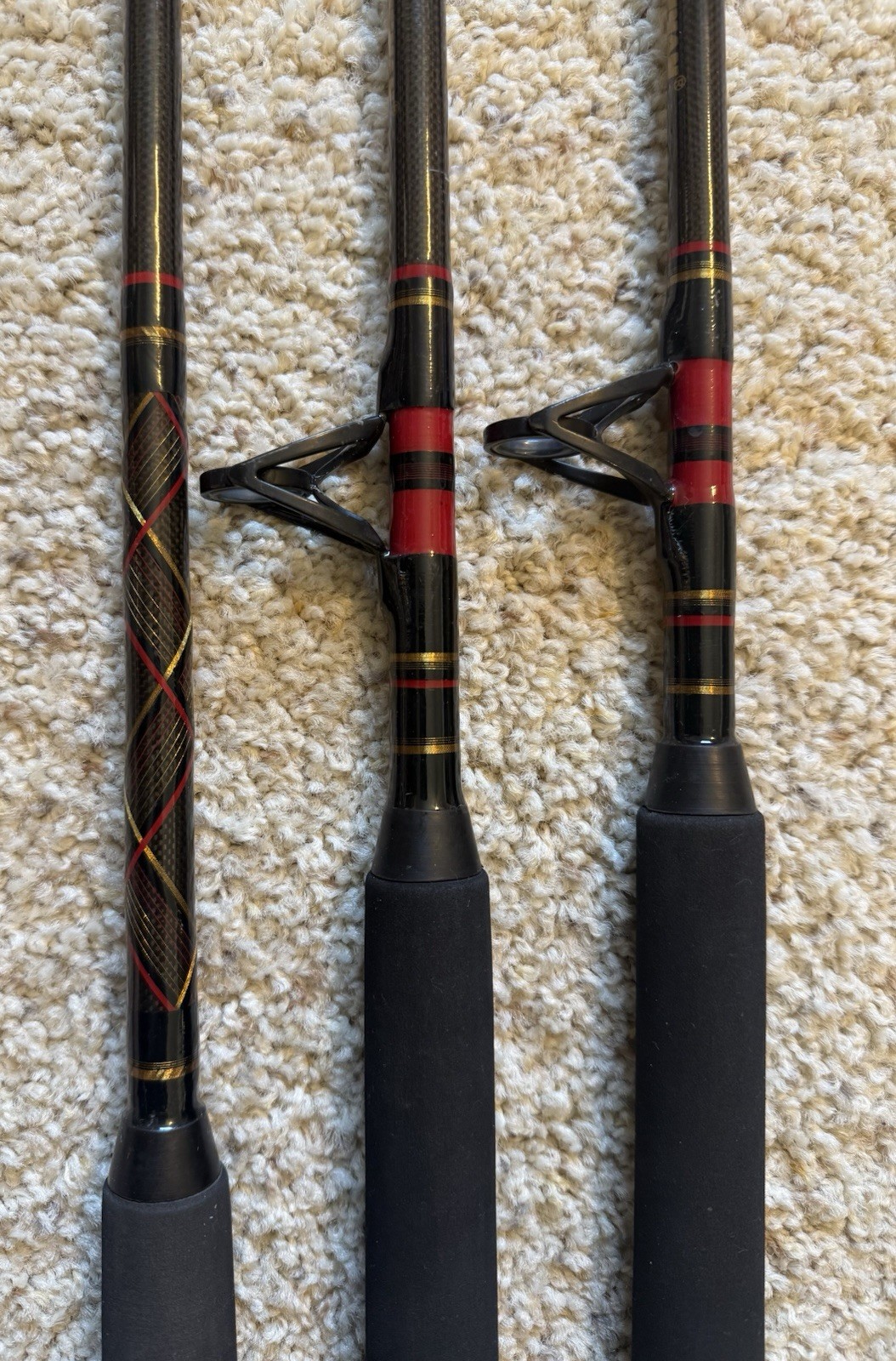 Lot of (3) Kunnan HOT RAIL Conventional Saltwater Fishing Rods, “NICE”… L@@K!!!