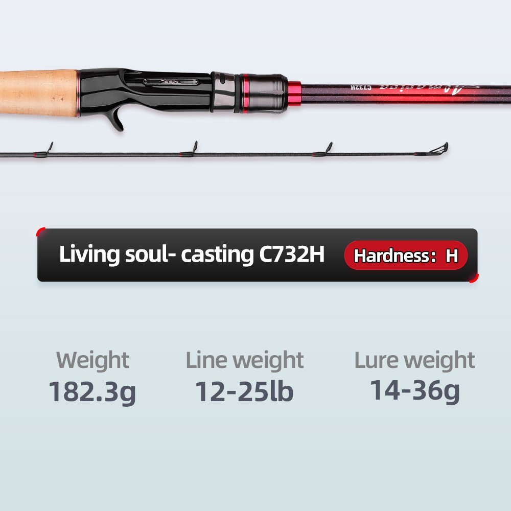 Musky Bass even Light Saltwater 7′ 3″ 2 pcs Handle + Tip connection Cork 3A Fuji