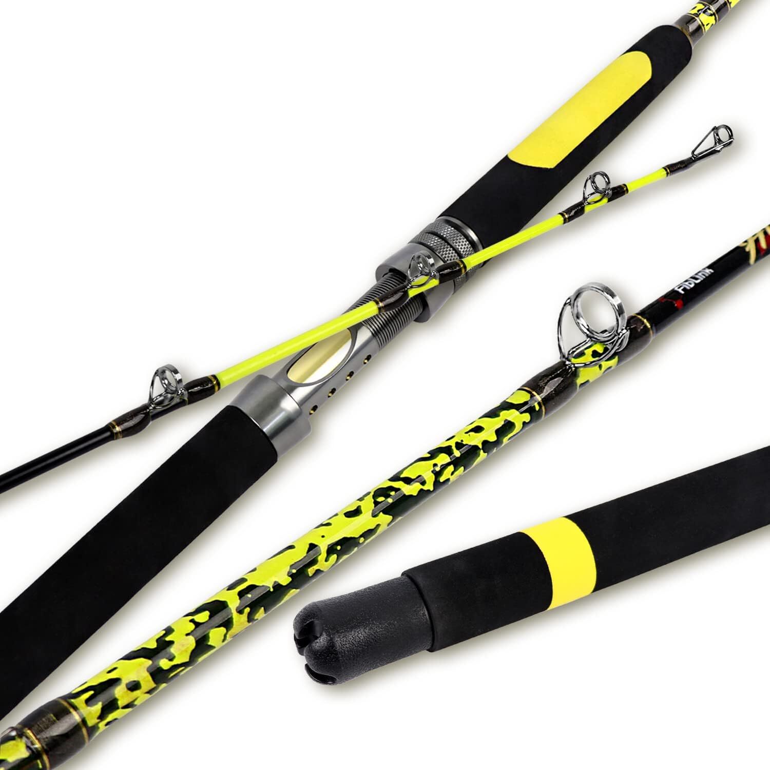 Catfish Rod 1Pc/2Pc Heavy Baitcaster Catfishing Fishing Pole 6’6″/ 7’6″/ 8’/ 10′