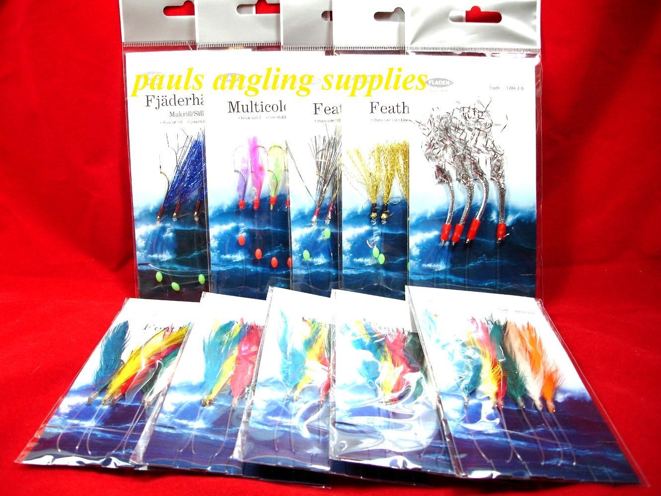 Sea Fishing Mackerel Feathers / Tinsel Feather Rigs Lures for Beach Boat Fishing
