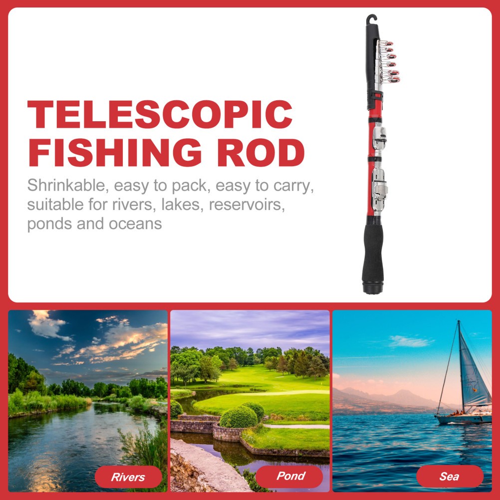 Red Telescopic Rod 1Pc Fishing Compact Scientific Structure Travel