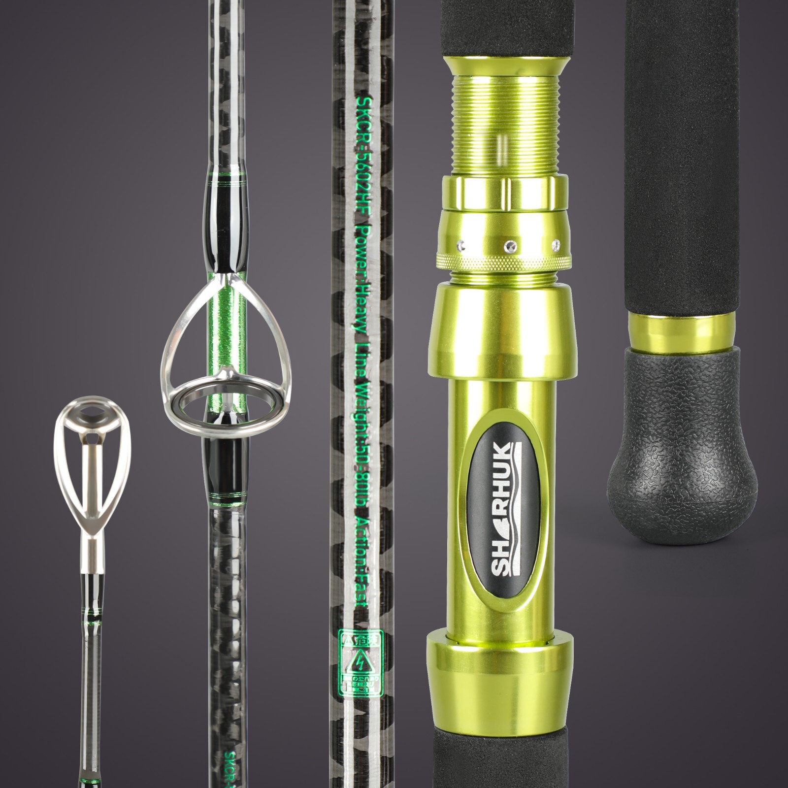 SHARHUK Clouser saltwater boat spinning fishing rod Heavy 2 piece Fast Action