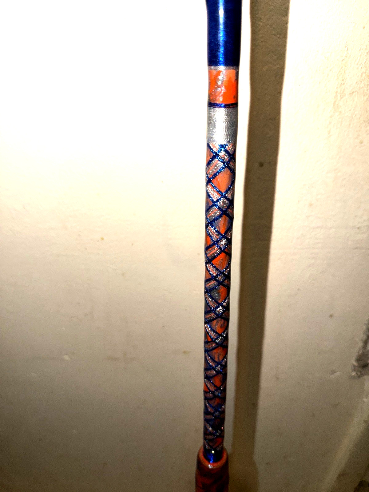 CUSTOM SPINNING ROD 7′ 20-40 LB ORANGE BLUE SILVER SPARKLE MARBLE NEW