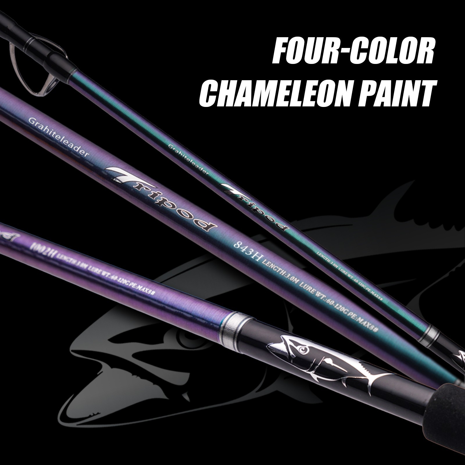 PURELURE Tripod Popping Rod Sea Boat Fishing Popper Big Game 3-Pieces GT Tuna