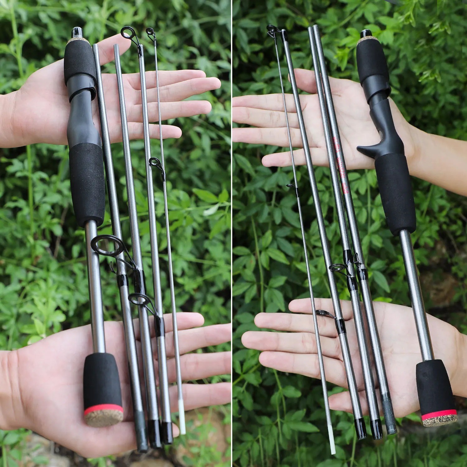 1.7m Spinning Fishing Rod 5 Section Glass Fiber Travel Carp Bass Rod