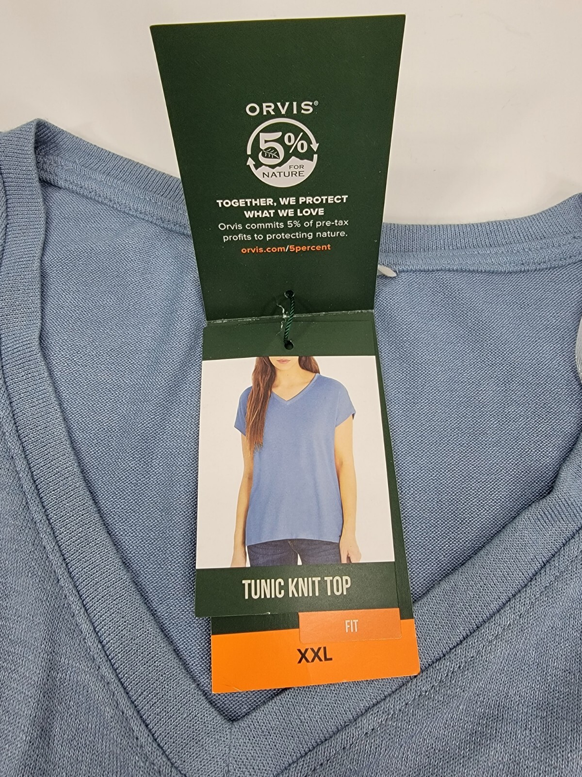 NEW Orvis Women’s Tunic Knit Top V-Neck Short Sleeves Side Slit Blue XXL 2XL NWT