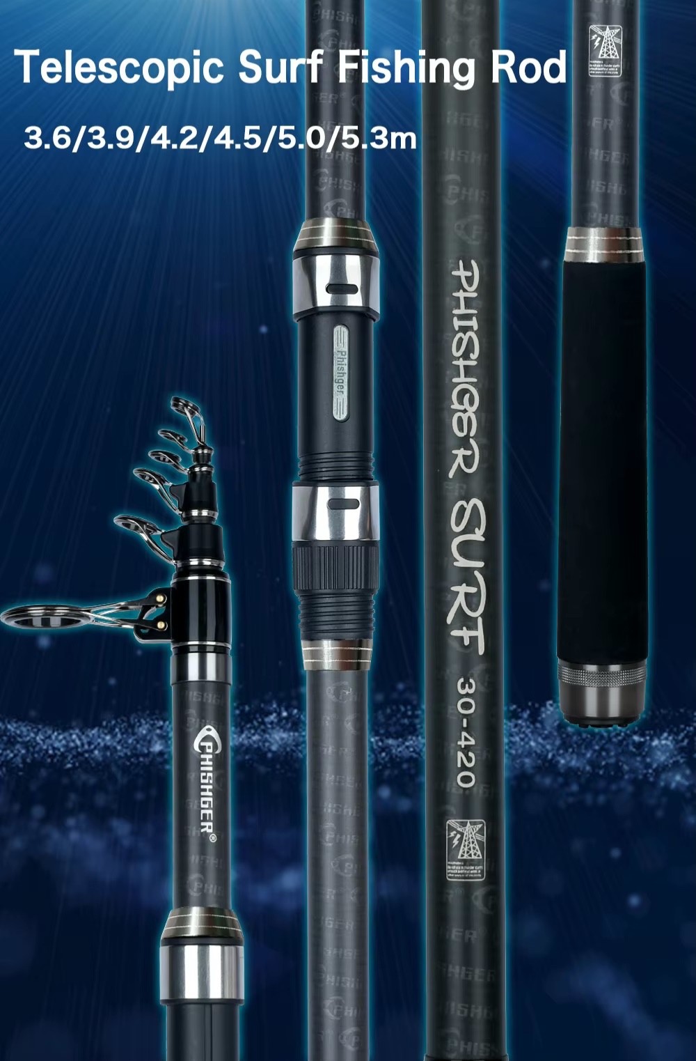 Telescopic Fishing Rod Sea Saltwater Freshwater Rods Various