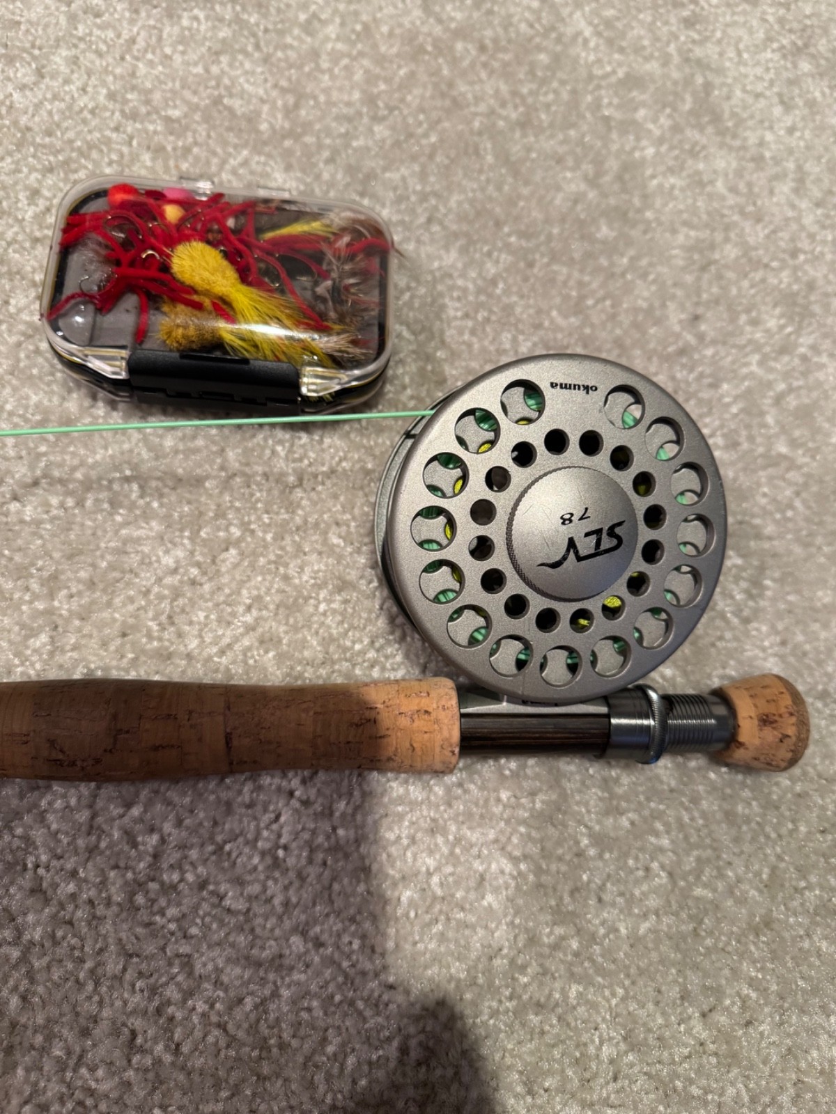 Okuma CRF 78-90-2 9′ Fishing Rod with aluminum 7/8 reel and lots of files/string
