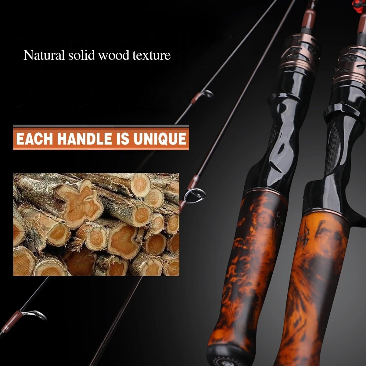 5.6ft 6ft Fishing Rod Carbon Fiber Ultra Light Rod Wood Handle Casting/Spinning