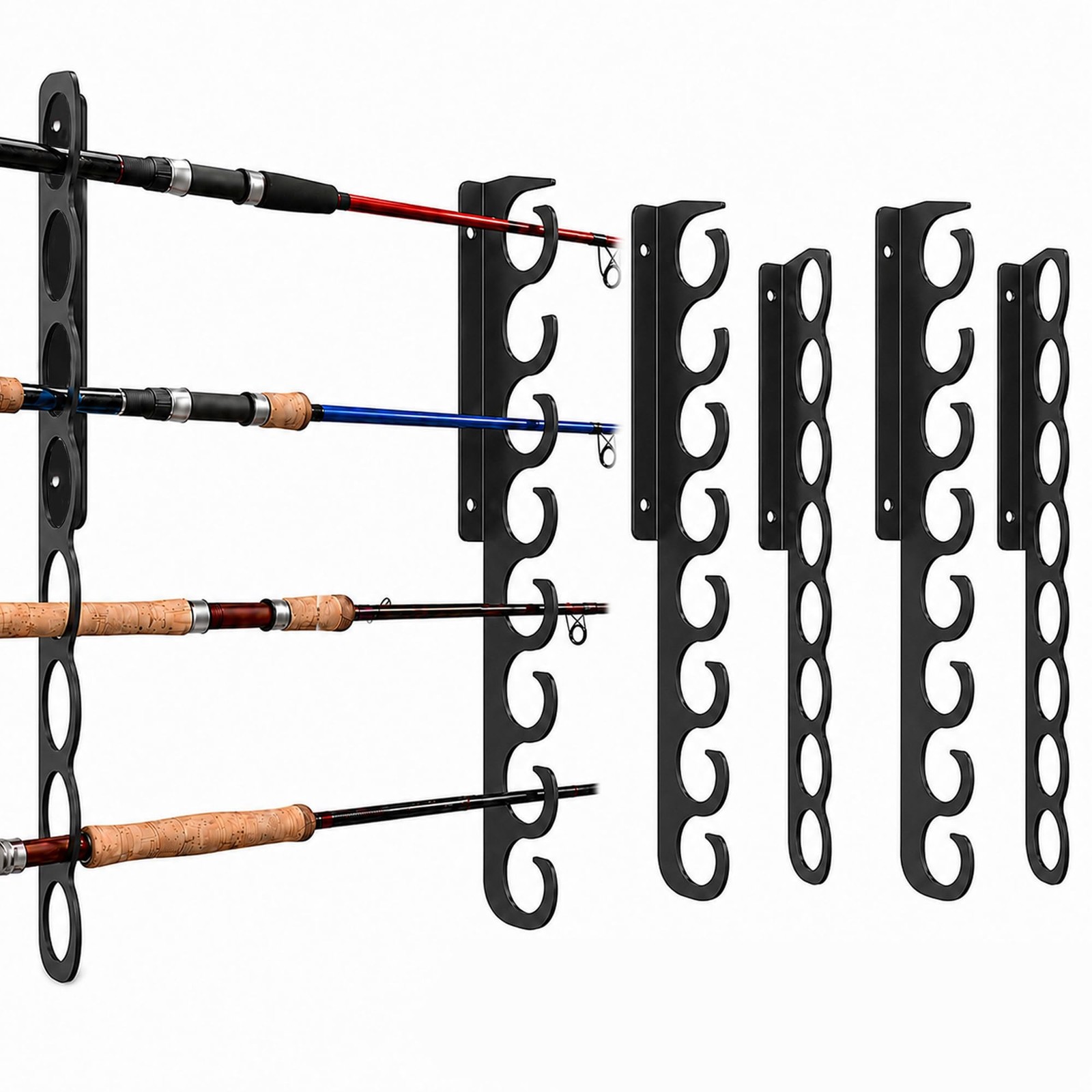 16 inches (D) x 2 (W) x 2 (H), Black- fishing rod hook-16