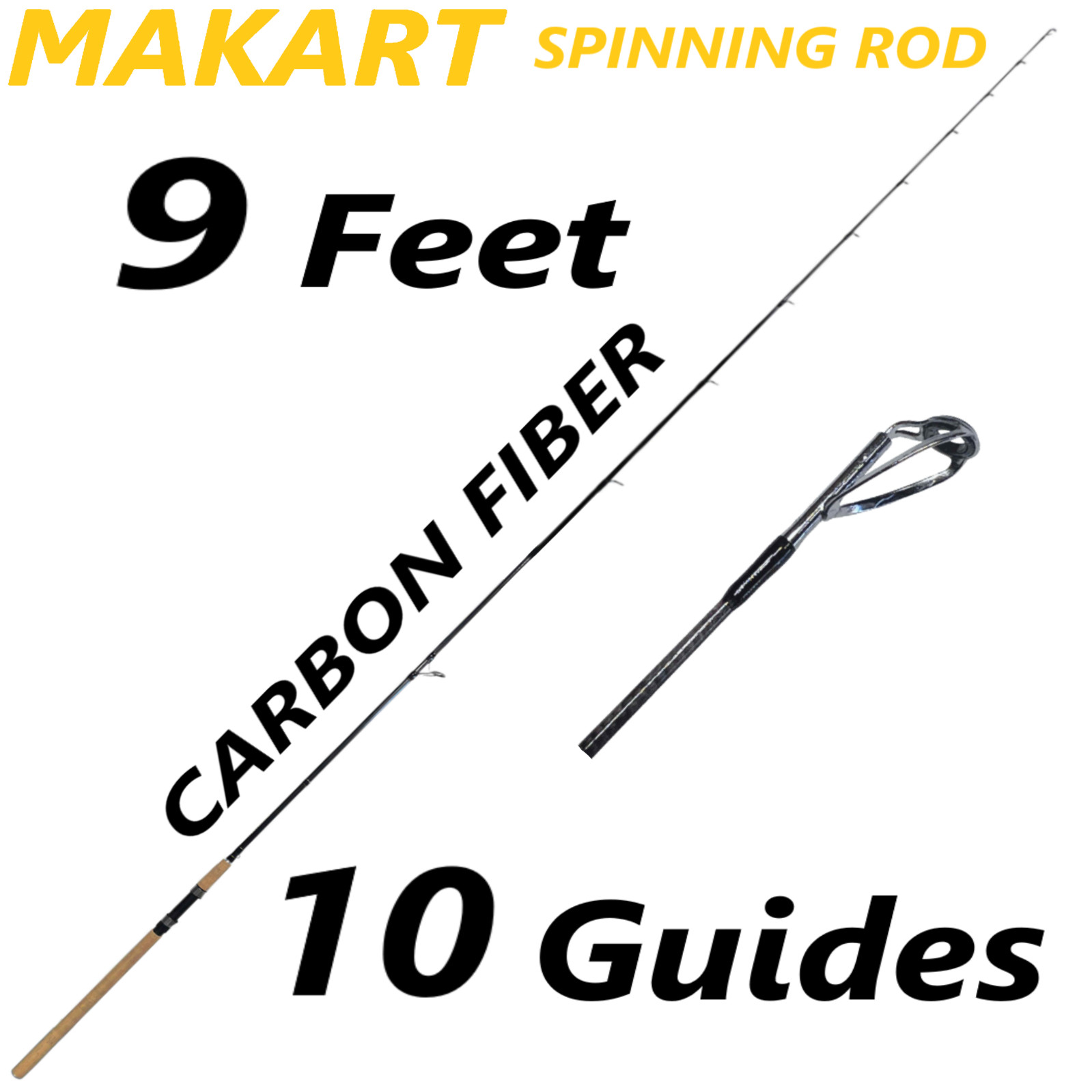 9ft Fishing Rod Spinning Pole Carbon Fiber Portable Heavy Fast Lightweight New