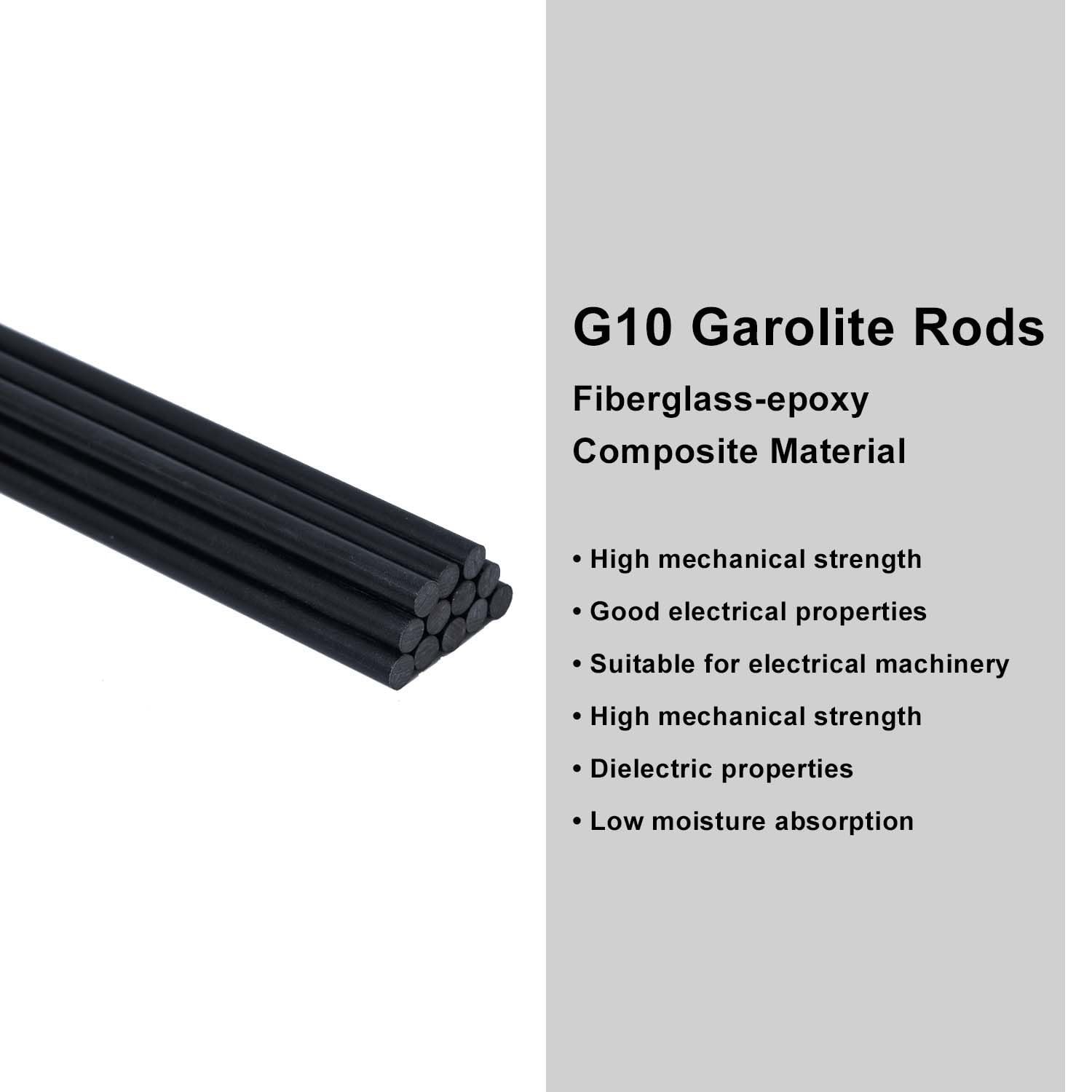 Black 1/4 Inch Round Rod Garolite G10 Fiberglass Material 12 Inch Long 12 PCS