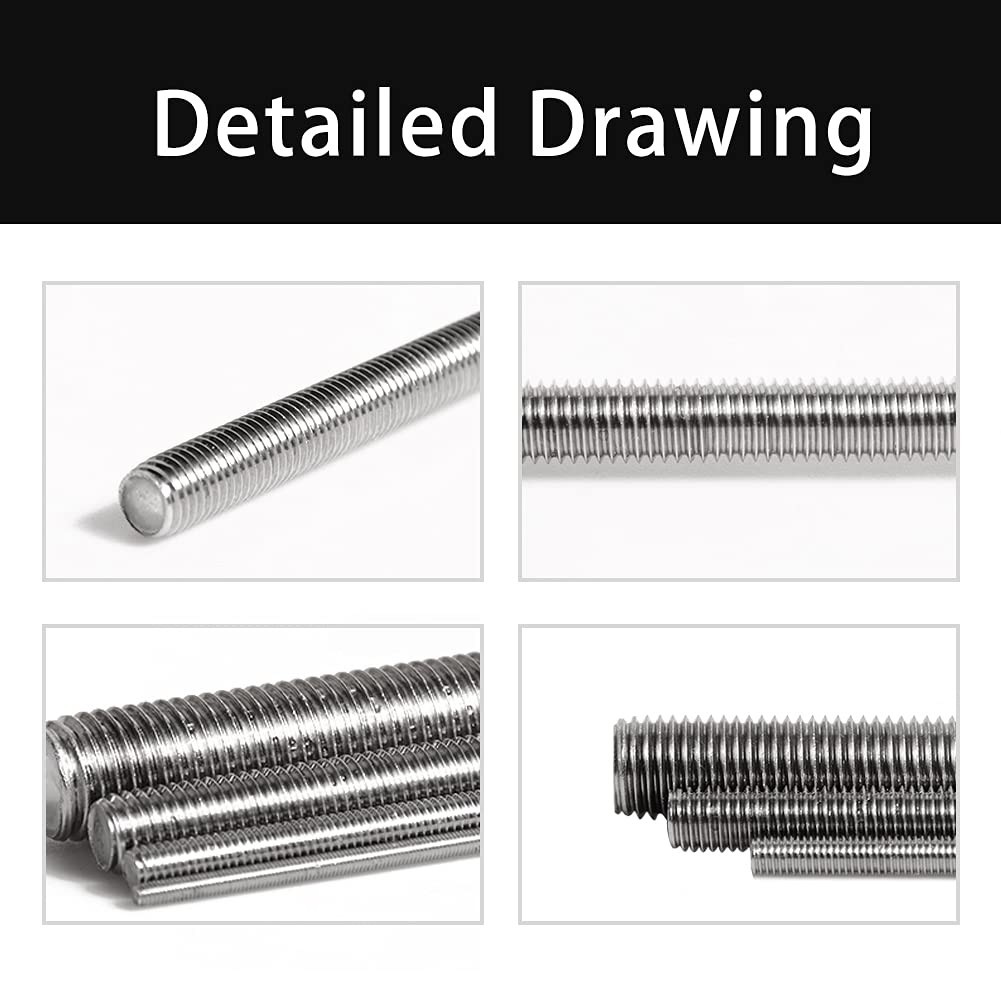 Versatile 250mm Stainless Steel M6-1.0 Fully Threaded Screw Rods – 2 Pieces
