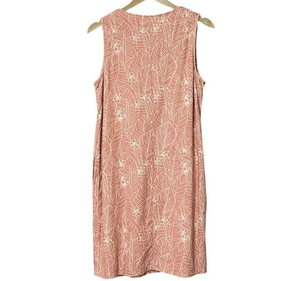 Orvis Dusty Red Linen Blend Floral Tank Dress M NWT VNeck Pocket Sleeveless Knee