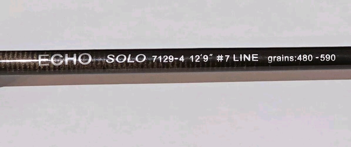 Echo SOLO rod 7129-4 12 ‘ 9 ” # 7 Weight Sock and Tube Grains 480 – 590 Wow