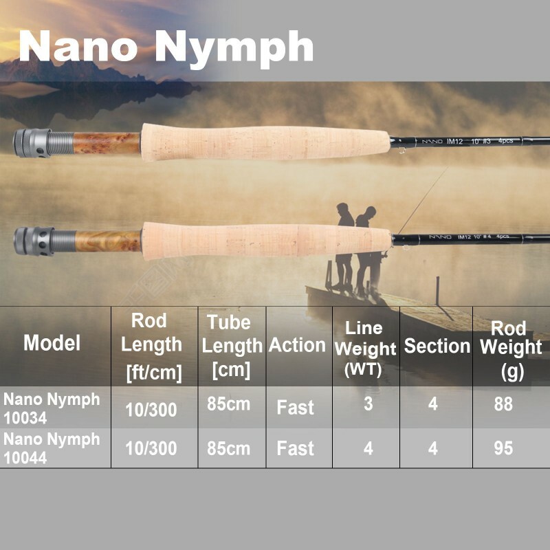 Nano Nymph 2/3/4WT 10ft IM12 Toray Carbon Fast Action Nymph Fly Fishing Rod