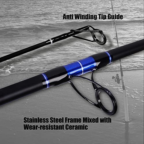 Carbon Fiber Surf Spinning Fishing Rod 9 Foot 2 Piece Travel Rod Medium Heavy