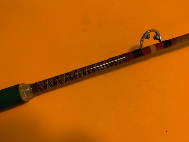 VINTAGE CUSTOM SABRE 6 FOOT 6 INCH 50 TO 100 POUND RATED TROLLING FISHING ROD