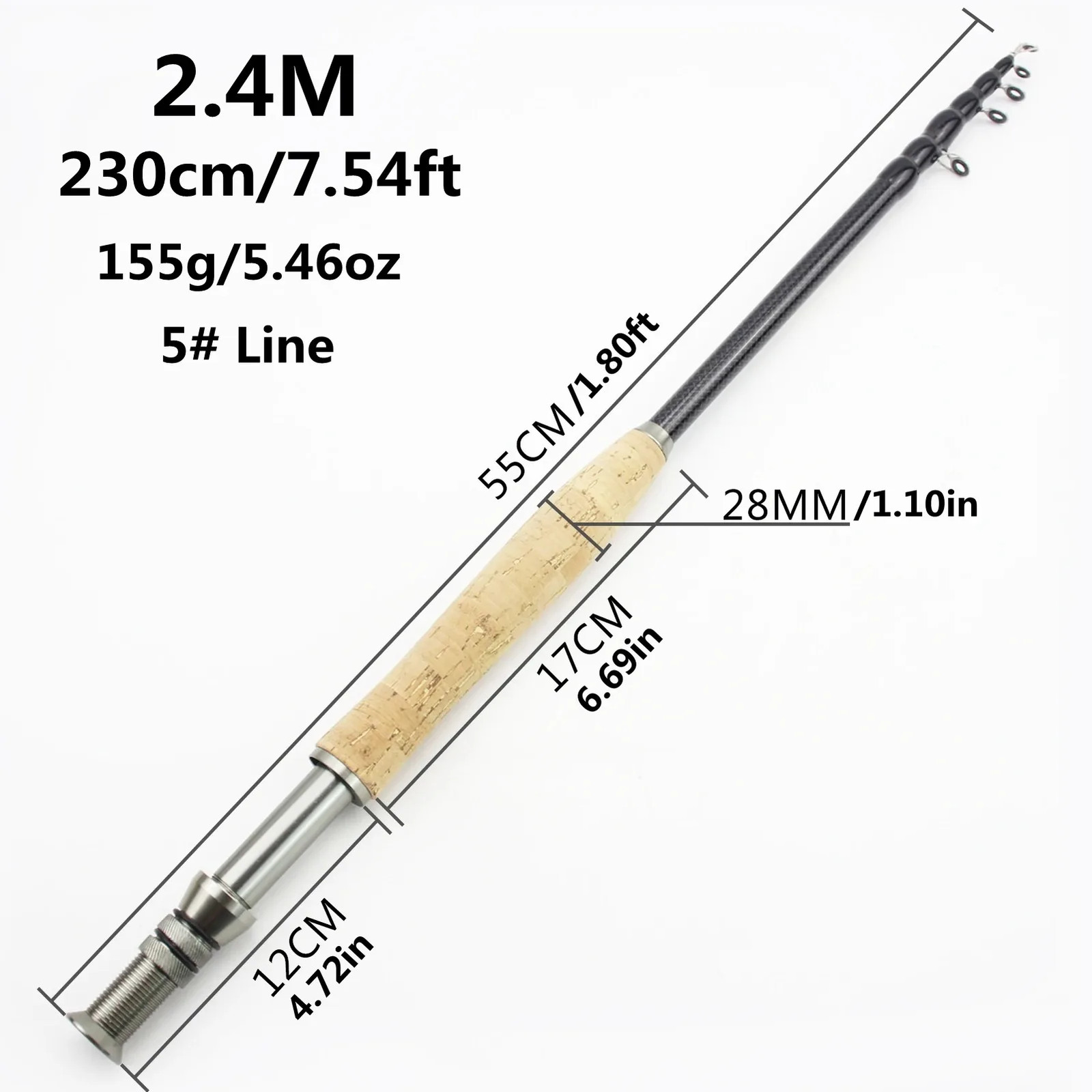 2.1M3.0M Metal Wheel Base Telescopic Fly Fishing Rod Portable Carbon Fast Action