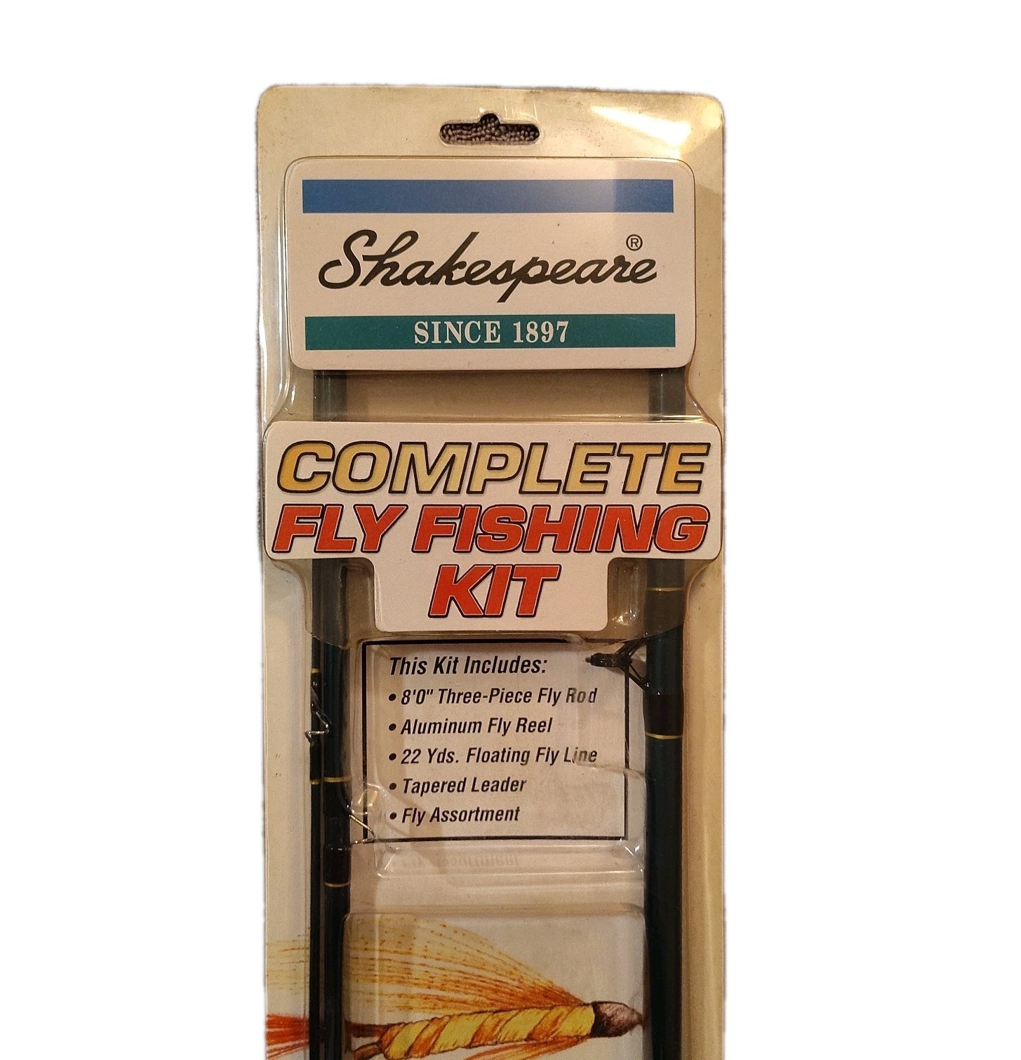 New Vintage Sealed Shakespeare Complete Fly Rod Fishing Kit 8Ft & Accessories