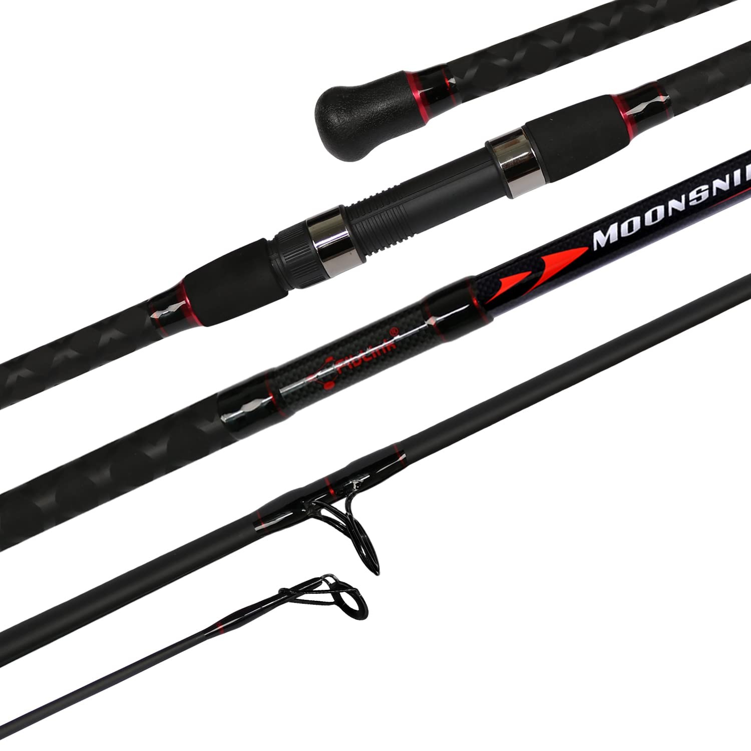 Fiblink Surf Spinning Fishing Rod 4-Piece Graphite Travel Length: 15′, Black