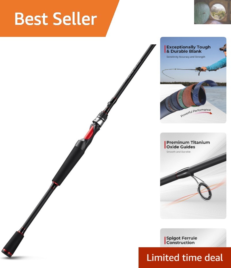 High-Performance Baitcaster Rod – Lightweight, Fast Action, Medium Heavy Power