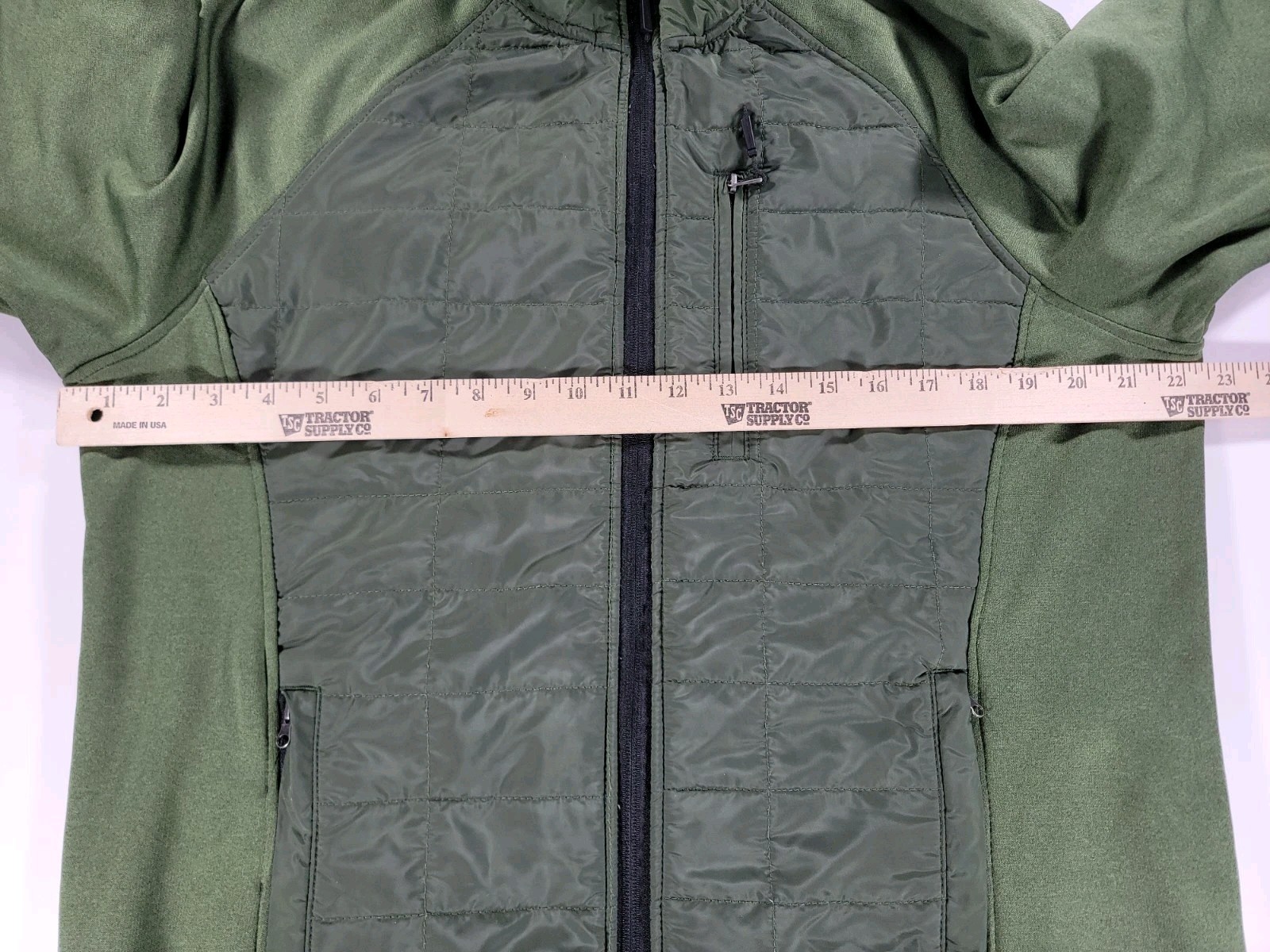 Orvis Green Hybrid Performance Puffer Jacket Mens Medium Full Zip Quilted Pocket