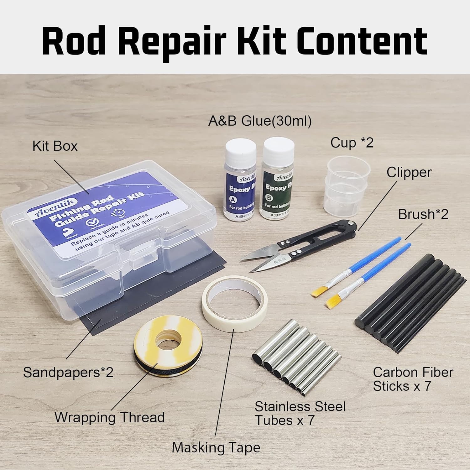 Fishing Rod Repair Kit Complete with Accessories, Carbon Fiber Stick and Stai…
