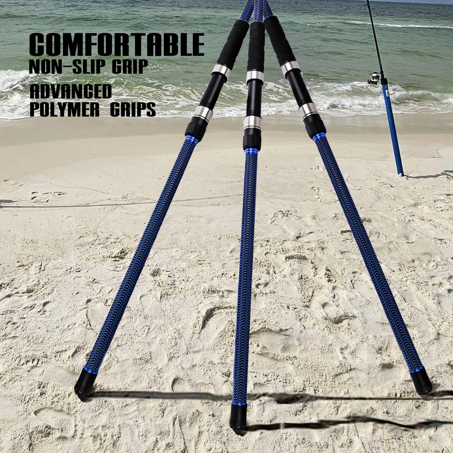 Surf Fishing Rod Carbon Surf Spinning Rod Portable Travel Saltwater Beach Blue S