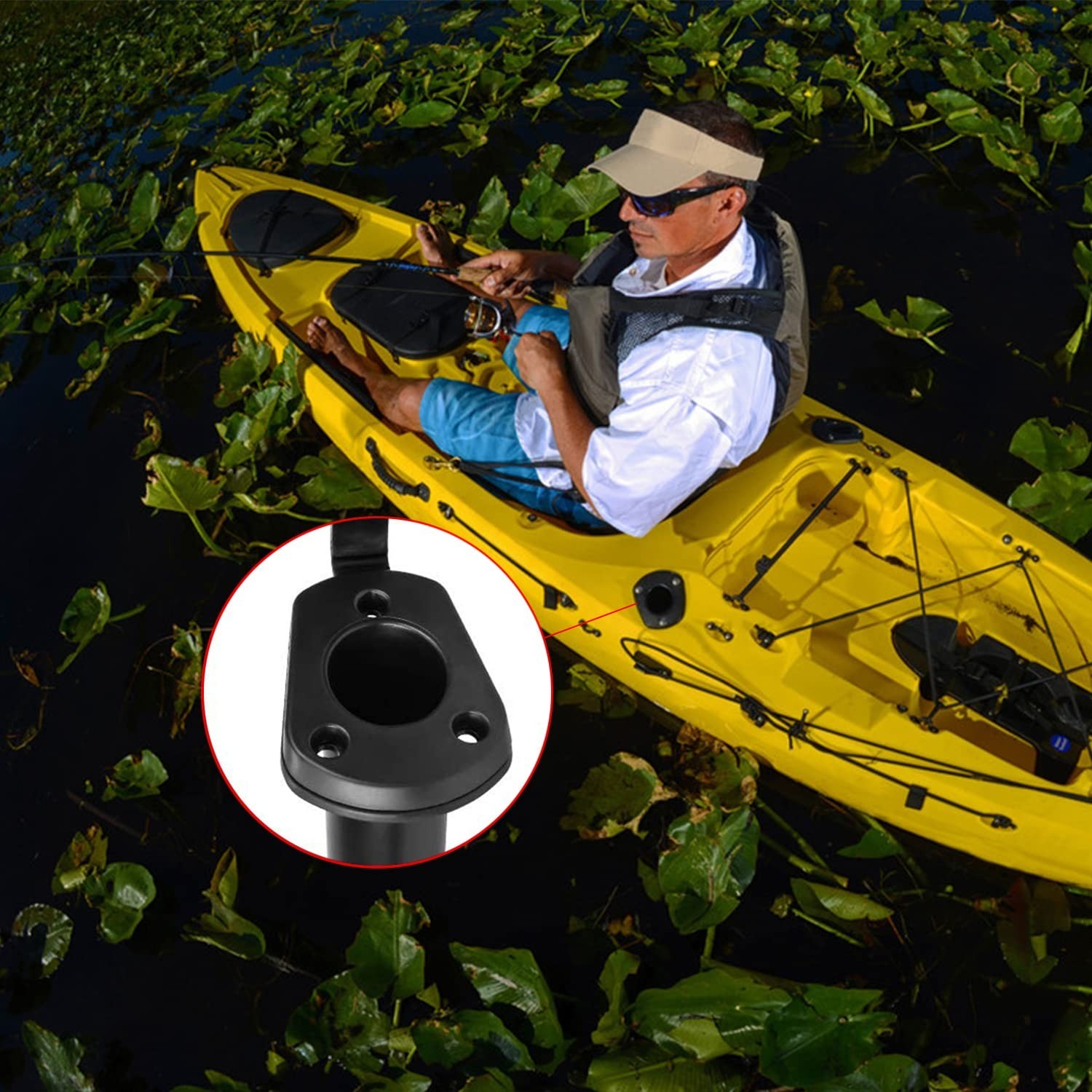 Kayak Fishing Rod Holder,Kayak Deck Flush Mount Rod Holder Fishing Boat Rod H…