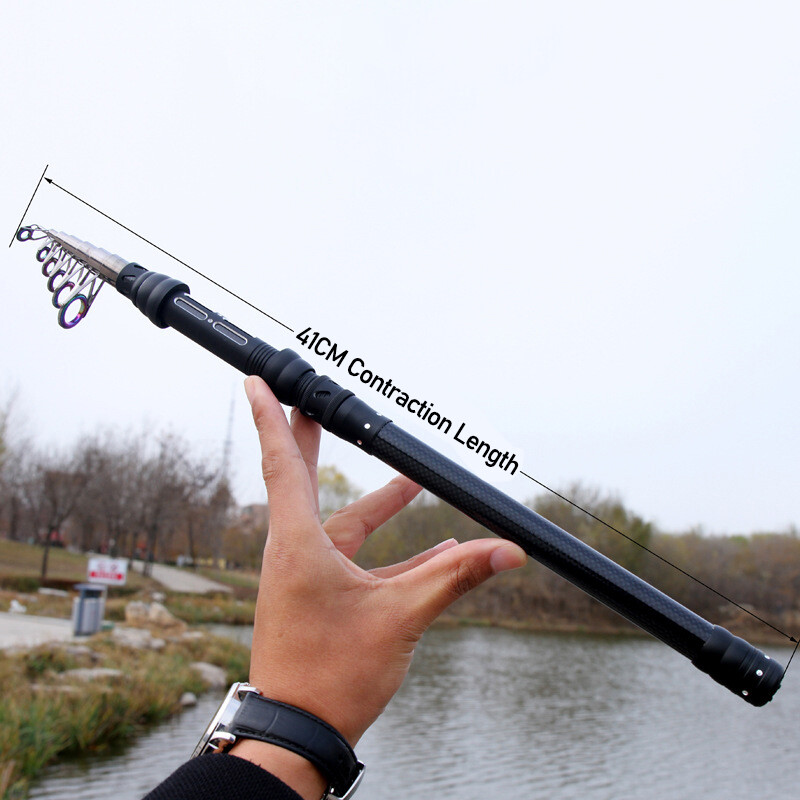 Mini Spinning Fishing Rod Carbon Fiber Telescopic Fishing Pole 1.8M-3M Saltwater