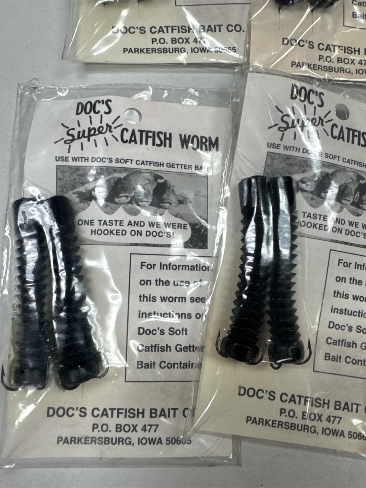 DOC’S SUPER CATFISH WORMS 12 PK DCW-BLACK WORKS w/ DOC’S SONNY’S & JUNNIES