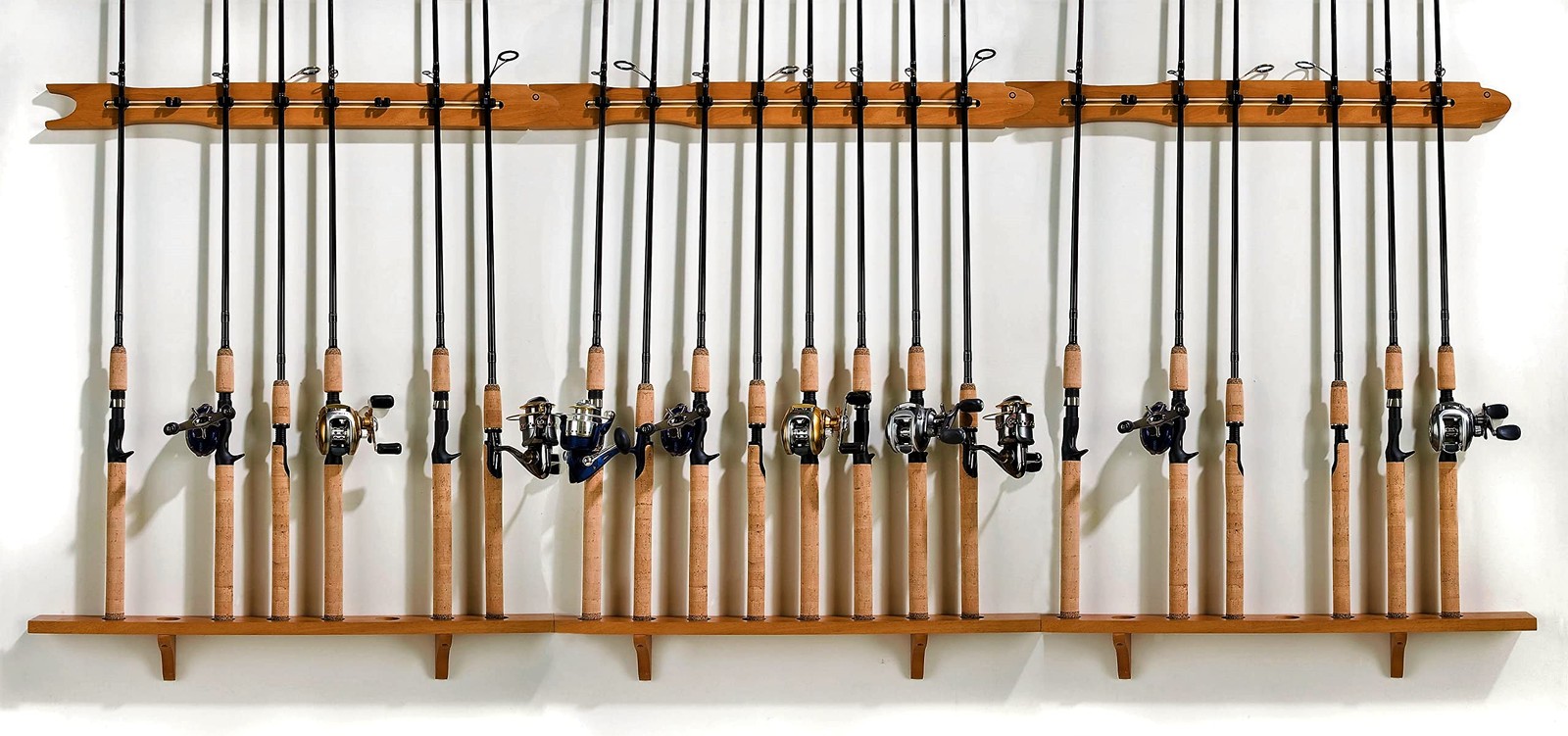 Old Cedar Outfitters Modular Wall Rack for Fishing Rod 8 Capacity, Pine