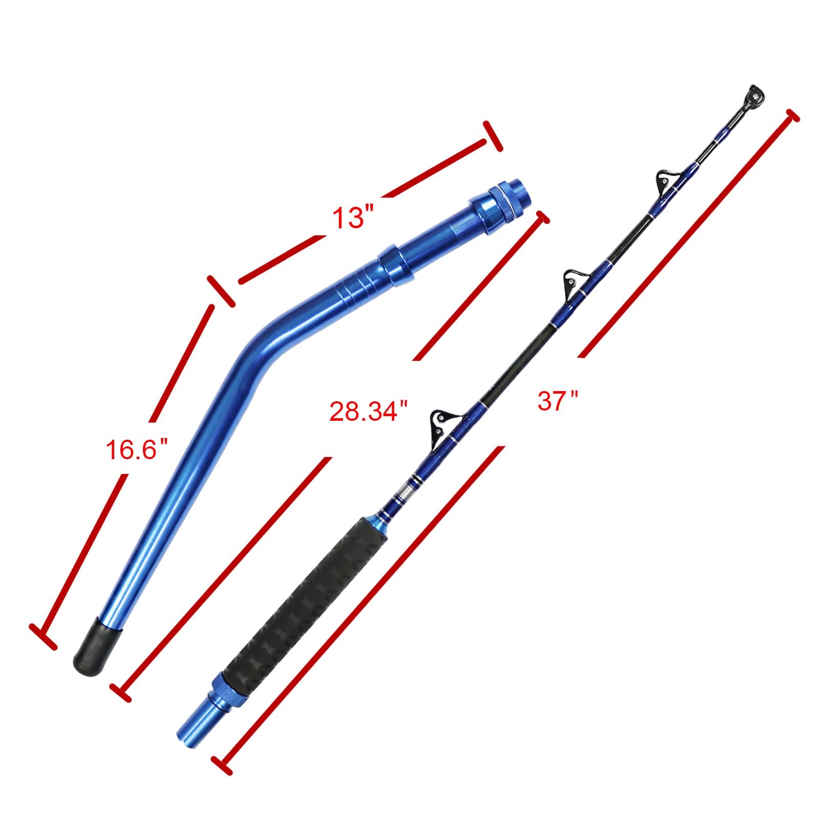 Fiblink Bent Butt Fishing Rod 2-Piece 51 Saltwater Trolling Rod Heavy Roller