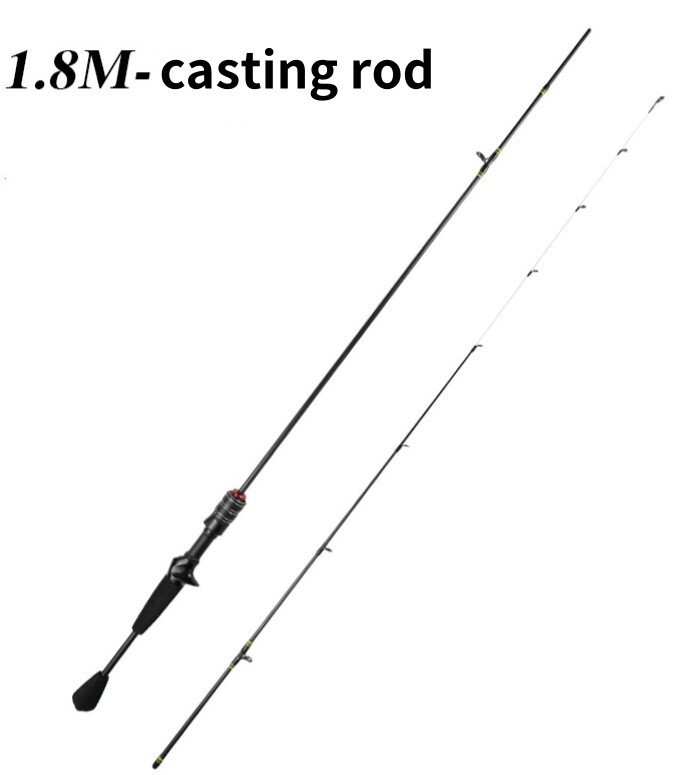 1.8M Fishing Rod Carbon Fiber Spinning Casting Poles Fast Action Travel Lure Rod
