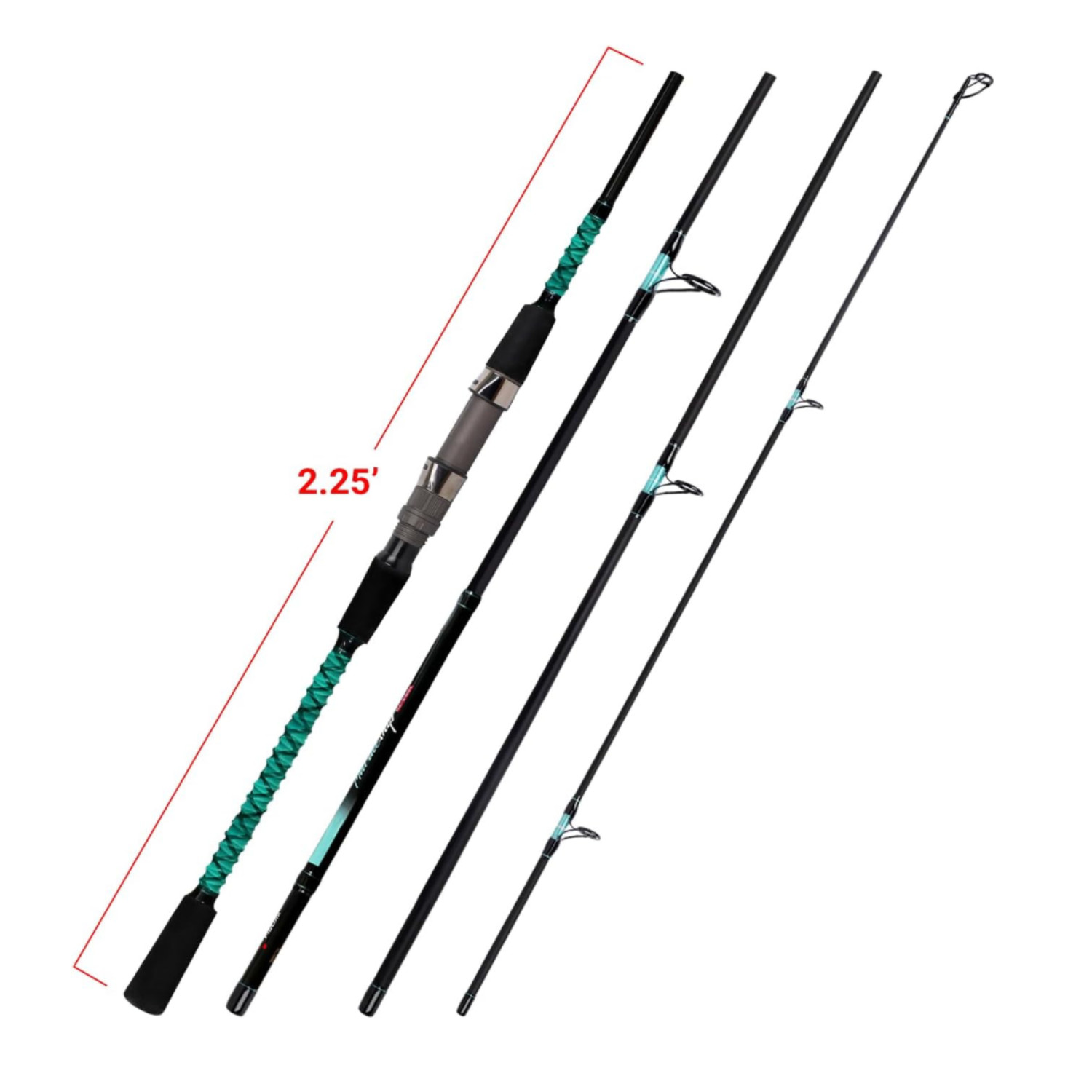 Fiblink 9FT Carbon Fiber Travel Surf Fishing Rod 4-Piece Spinning Saltwater