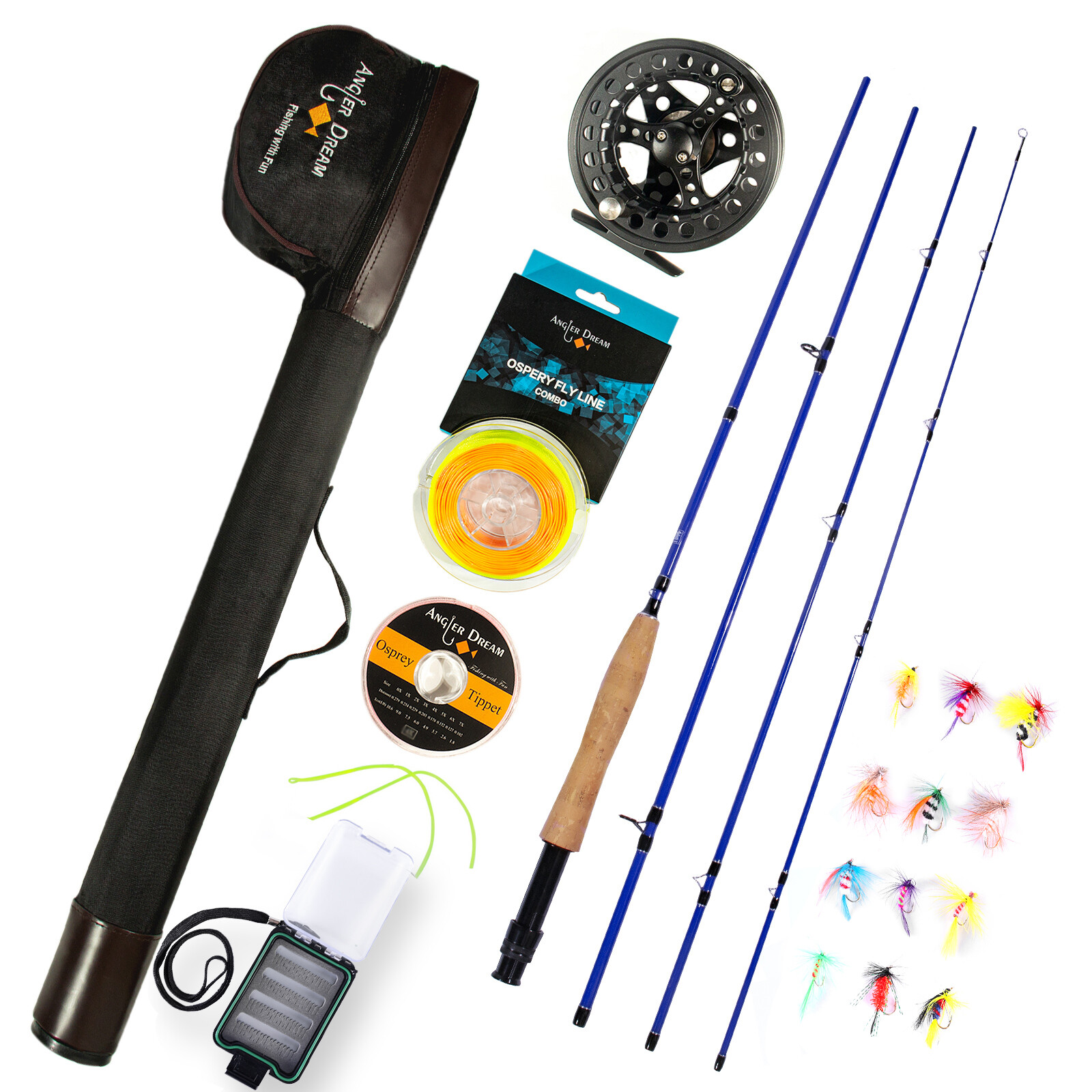 9FT 5WT 4Pieces Carbon Fly Fishing Rod and 5/6 WT Reel Combo 5WF Fly Line