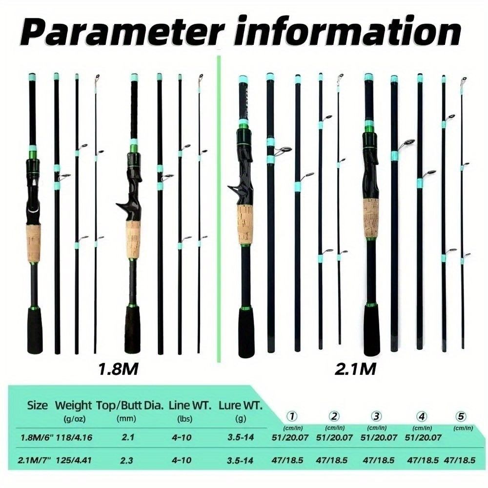 4-Section 180cm Fiberglass Spinner Baitcasting Fishing Rod M Tone