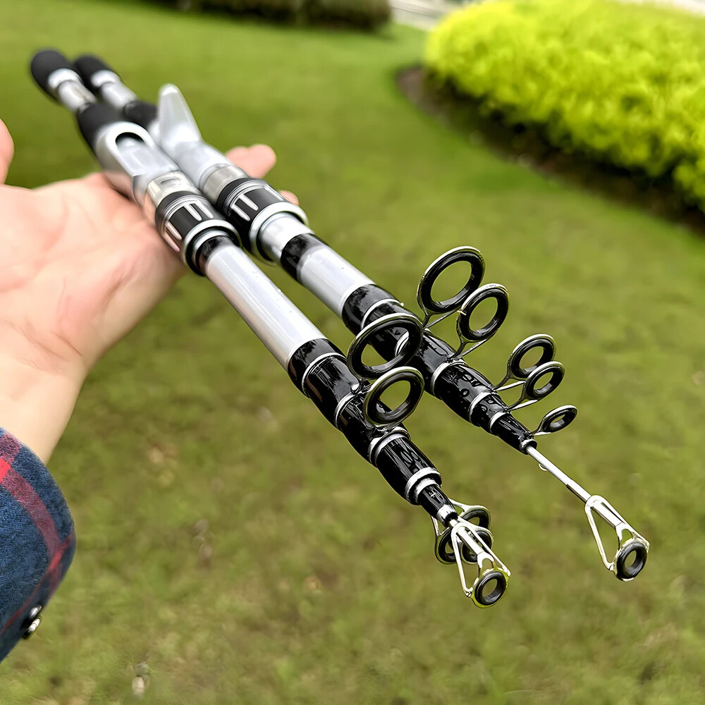 Hard Telescopic Fishing Rod Long Casting Pole Carbon Fiber 1.5m-2.4m Fast Pole