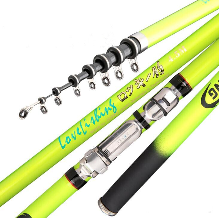 Telescopic Rock Fishing Rod 3.6m-6.3m Carbon Rod Travel Spinning Saltwater Pole