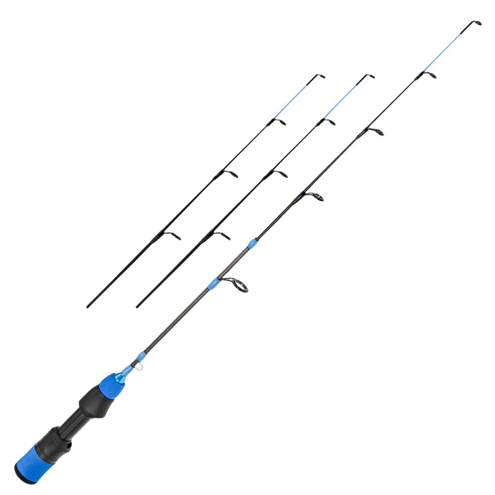 Short Carbon Ice Fishing Rod 57cm Soft Tuning 3 Tip Sections For Small Fish