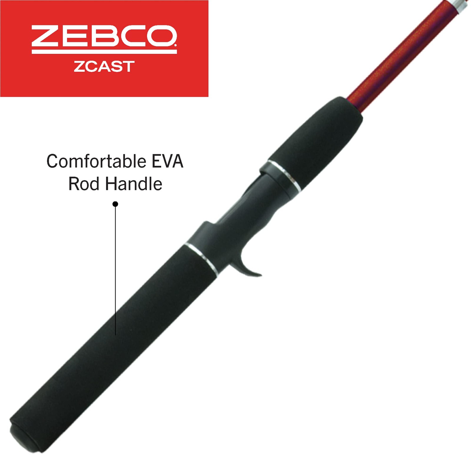 Zebco Z-Cast Casting Fishing Rod, Extendable 17-Inches to 5-Foot 5’6″, Red