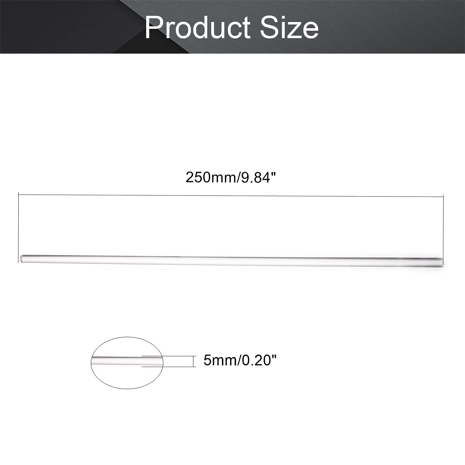 4 Pcs 5mm x 250mm Clear Acrylic Round Rod Standard Plexiglas PMMA Bar