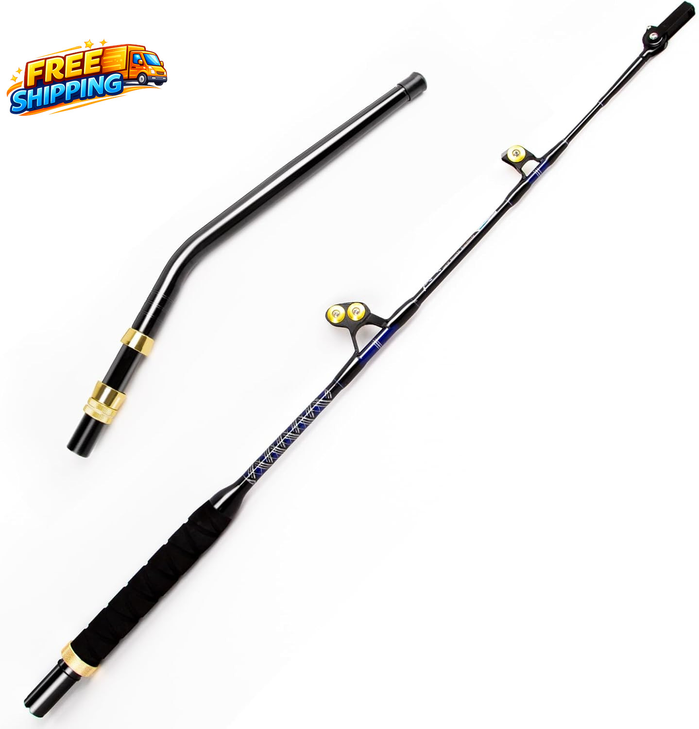 Deep Sea Fishing Rod Heavy Duty Bent Butt Trolling Rod with Roller Guides