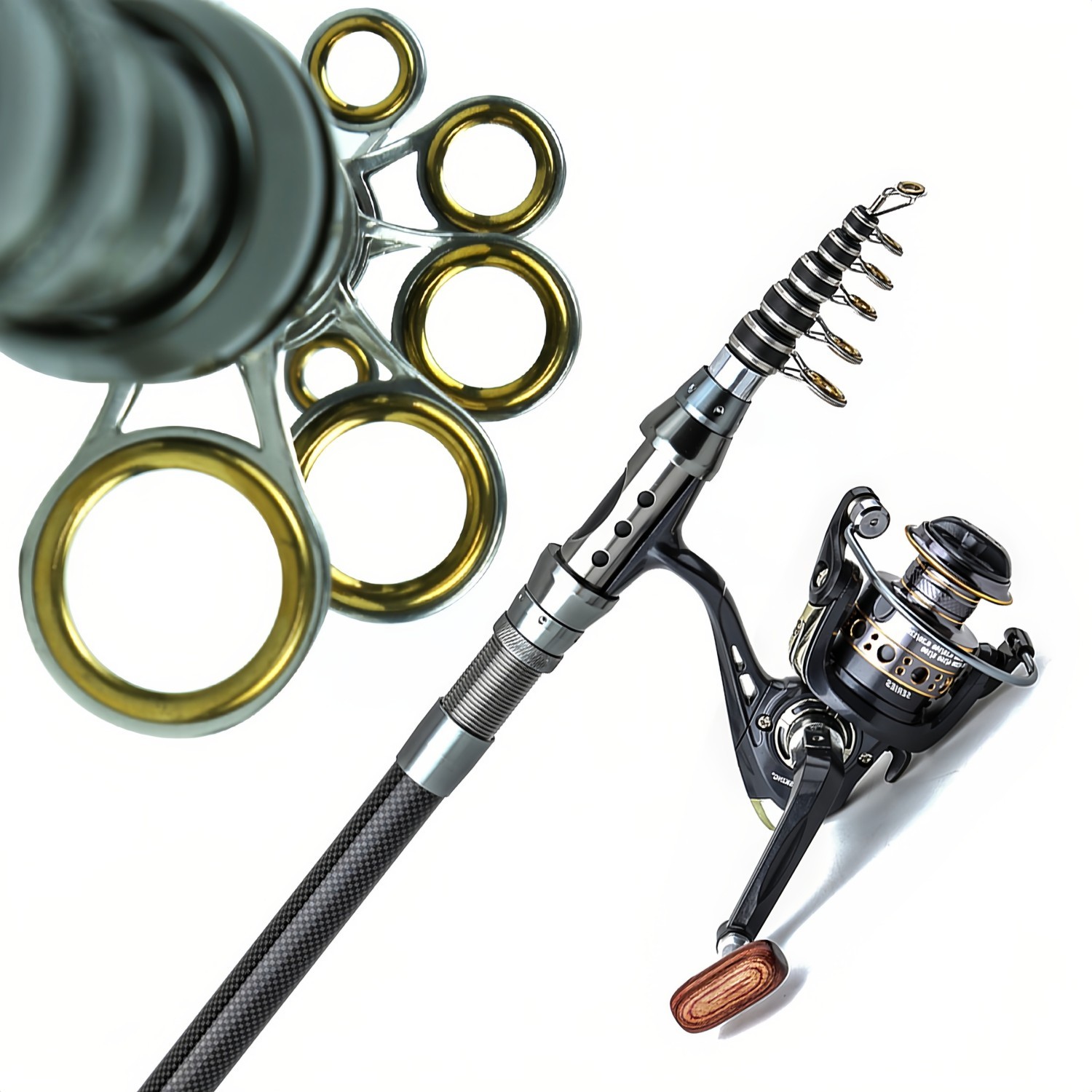 Telescopic Carbon Fiber Fishing Rod Pole Reel Combo Sea Saltwater Freshwater