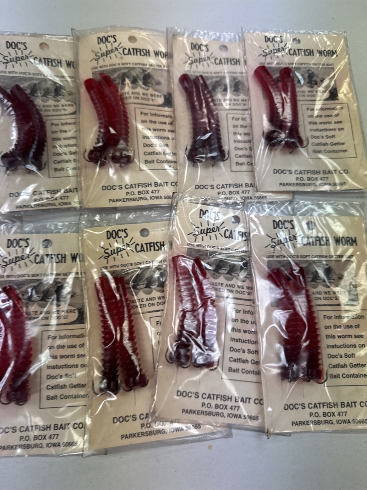 DOC’S SUPER CATFISH WORMS 12 PK DCW-RED WORKS w/ DOC’S SONNY’S & JUNNIES