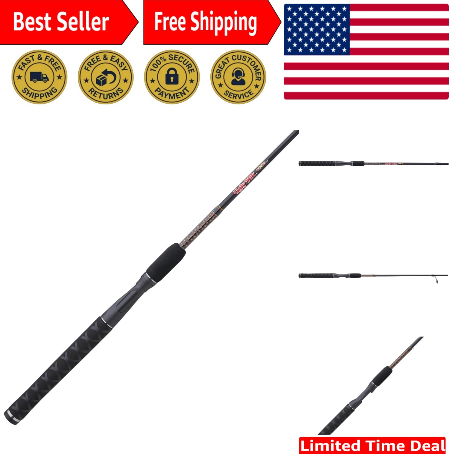 Lightweight 6’6″ GX2 Spinning Rod – Durable, Sensitive, Perfect for Bass