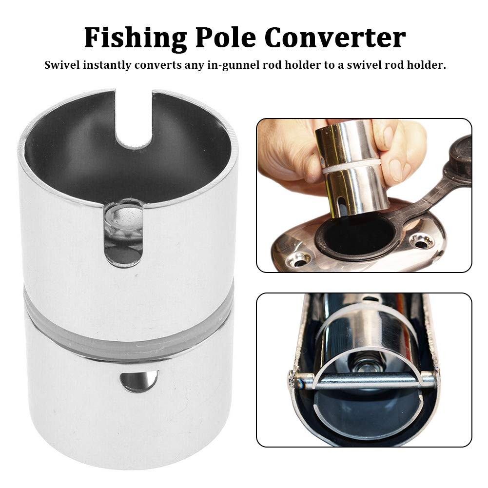 CfoPiryx Drop-in Swivel Rod Holder Fishing Pole Converter, free size, Silver