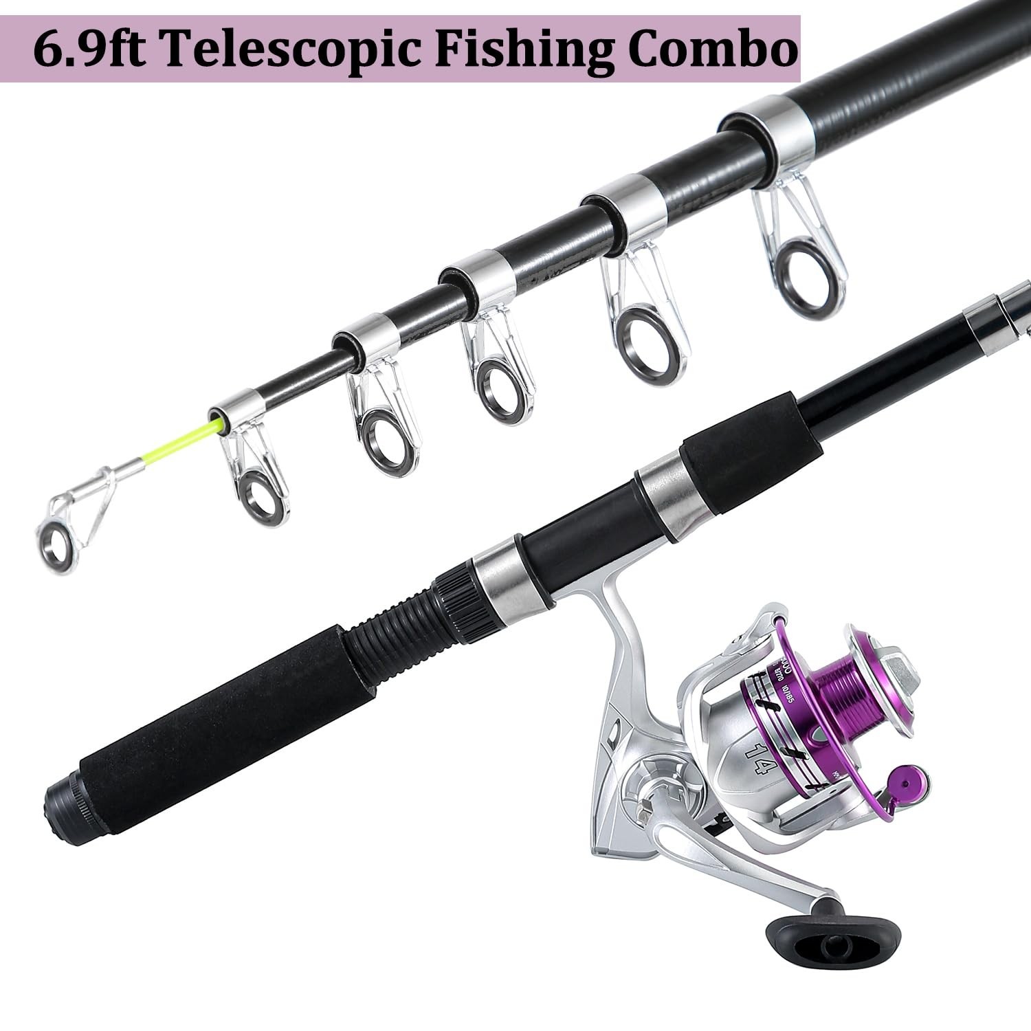Fishing Pole Combo, 6.9ft 2Pcs Telescopic Rods Set, Collapsible Carbon Fiber …